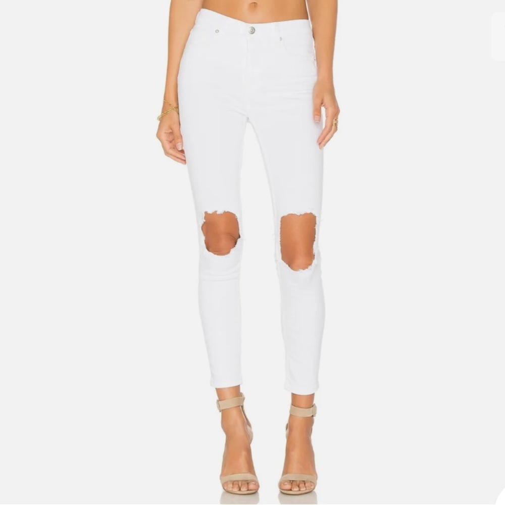 Free People Busted Knee High Waist Skinny Jeans